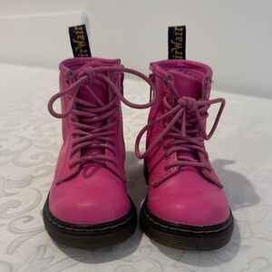 Dr. Martens Kids Pink Leather Lace-Up Boots